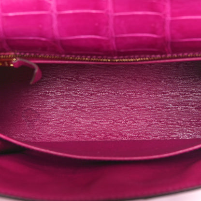 Hermes Shiny Niloticus Crocodile Kelly Sellier 25 Rose Pourpre 5 of 11