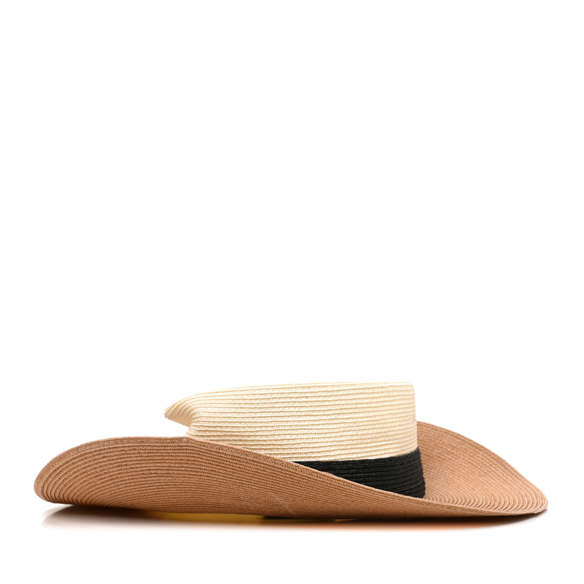 Straw Effect Fabric Wide Brim Hat With Bow L White Black
