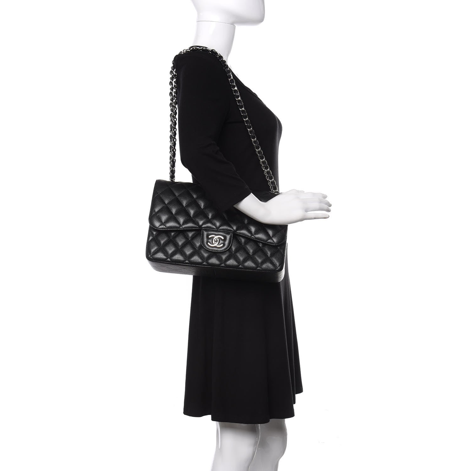 Chanel Caviar Quilted Jumbo Double Flap Black 2 of 12