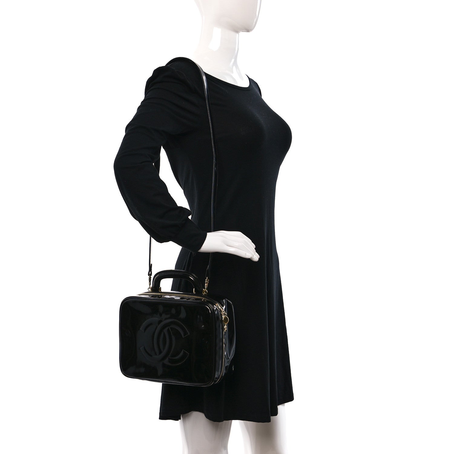 Chanel Patent CC Vanity Cosmetic Case Black 2 of 9