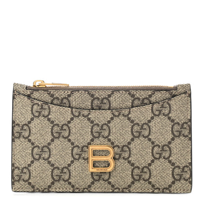 Gucci X BALENCIAGA GG Supreme Monogram Zip Card Case Beige Ebony 1 of 8