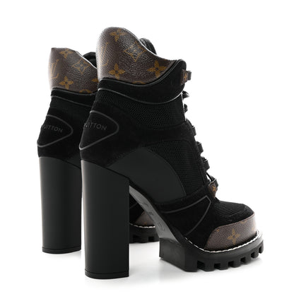 Louis Vuitton Suede Calfskin Monogram Star Trail Ankle Boots 38.5 Black 4 of 10