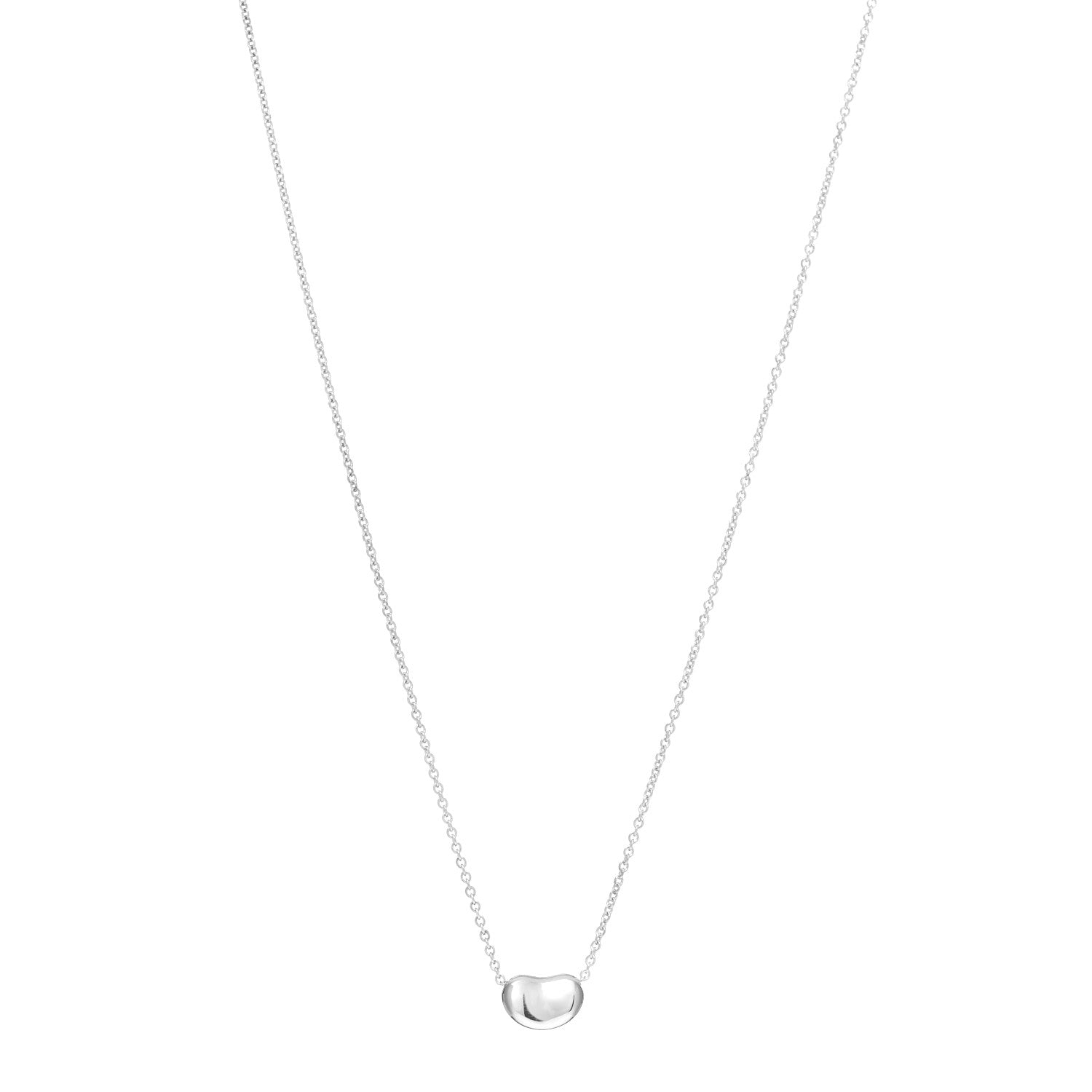Tiffany Sterling Silver 9mm Elsa Peretti Bean Pendant Necklace 1 of 4