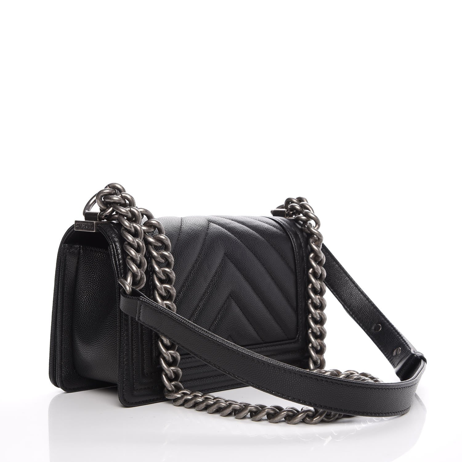 Chanel Caviar Chevron Quilted Small Boy Flap Black 3 of 8