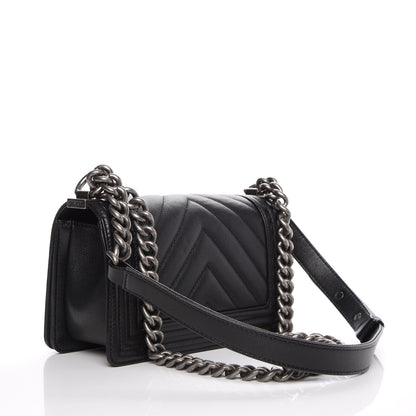 Chanel Caviar Chevron Quilted Small Boy Flap Black 3 of 8