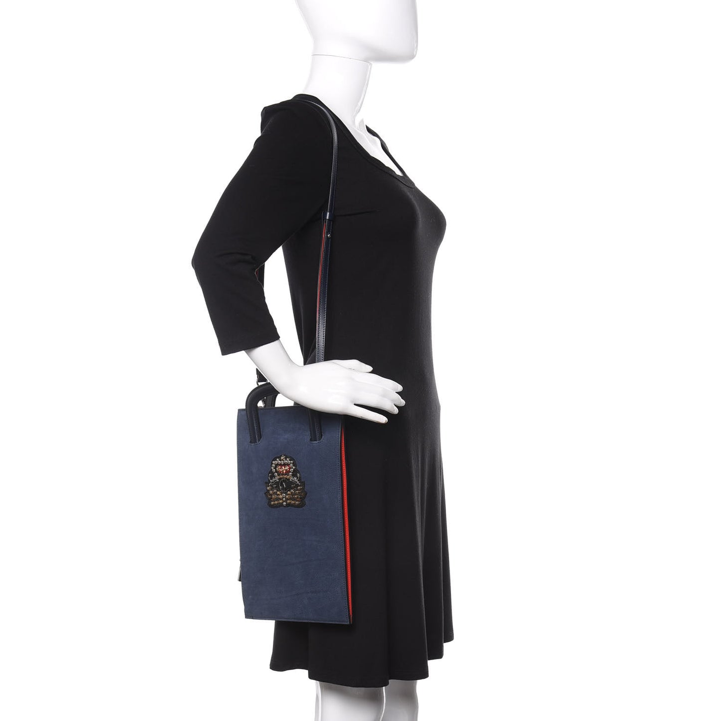 Calfskin Ecusson Clutch Bag Navy