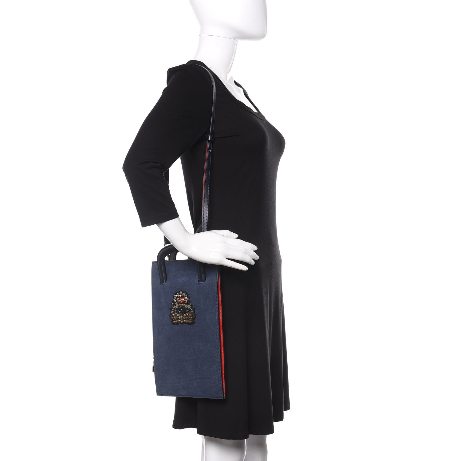 Christian Louboutin Calfskin Ecusson Clutch Bag Navy 2 of 8