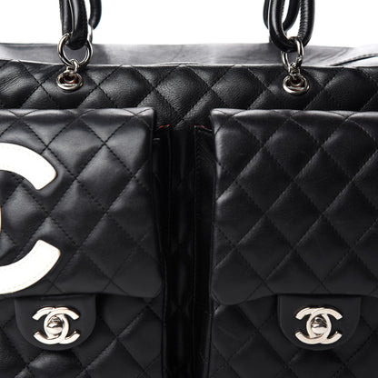 Chanel Calfskin Quilted Large Cambon Multipocket Reporter Black White 9 of 9
