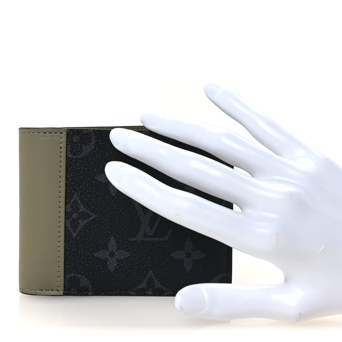 Louis Vuitton Monogram Eclipse Slender Wallet Khaki Green 2 of 10