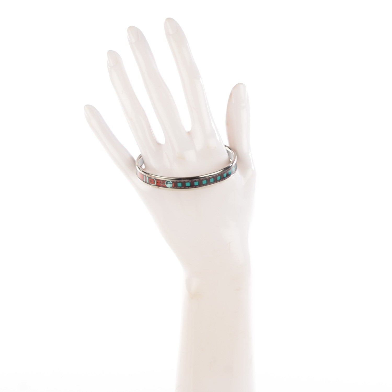 Hermes Enamel Printed Narrow Colliers De Chien Bracelet 62 Turquoise 2 of 5
