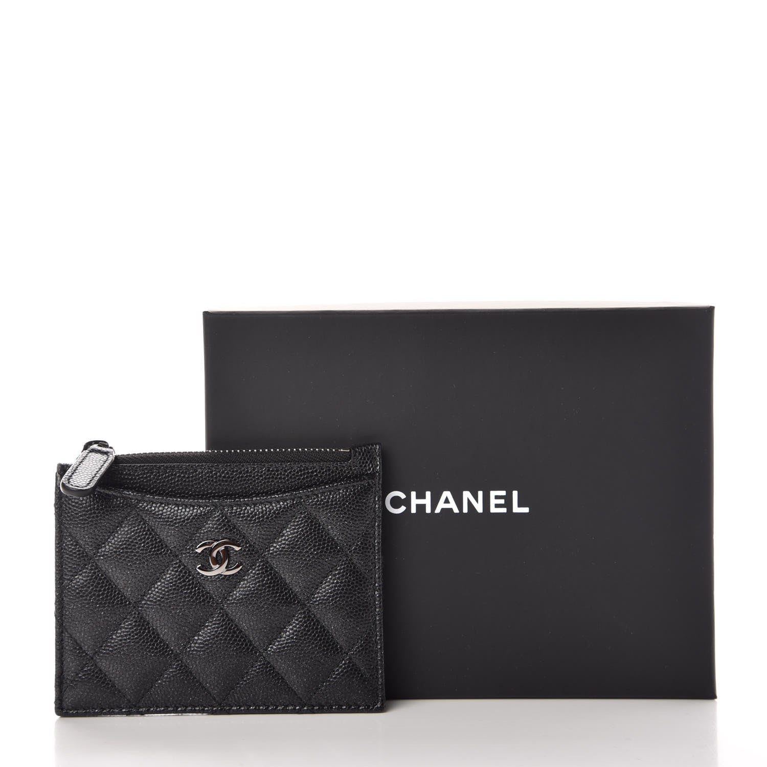 Chanel Iridescent Caviar Quilted CC Zip Card Holder Black 8 of 8