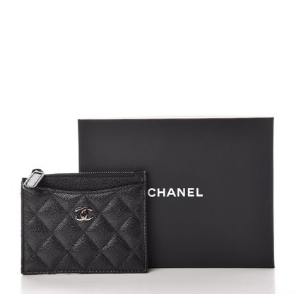 Chanel Iridescent Caviar Quilted CC Zip Card Holder Black 8 of 8