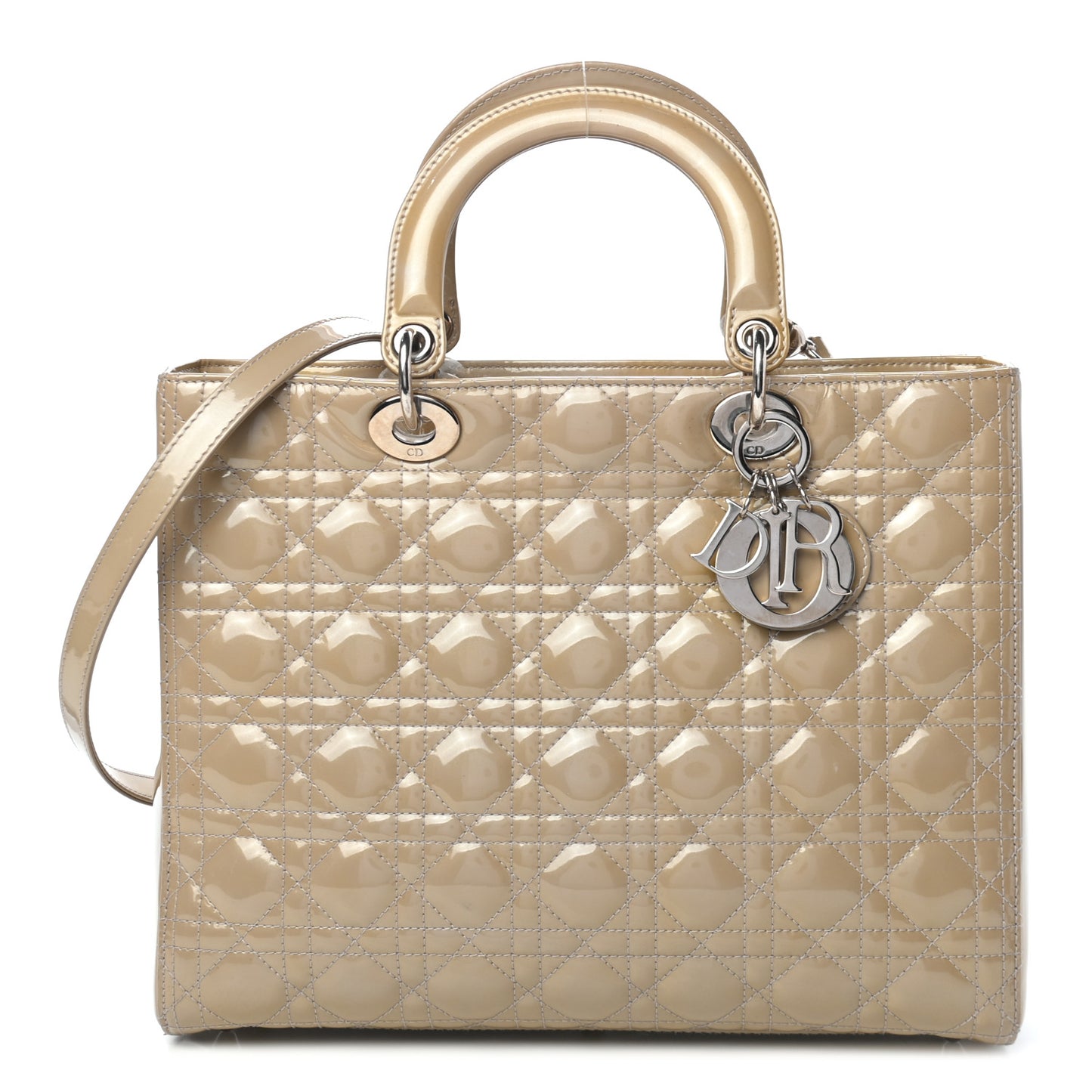 Patent Cannage Large Lady Dior Beige
