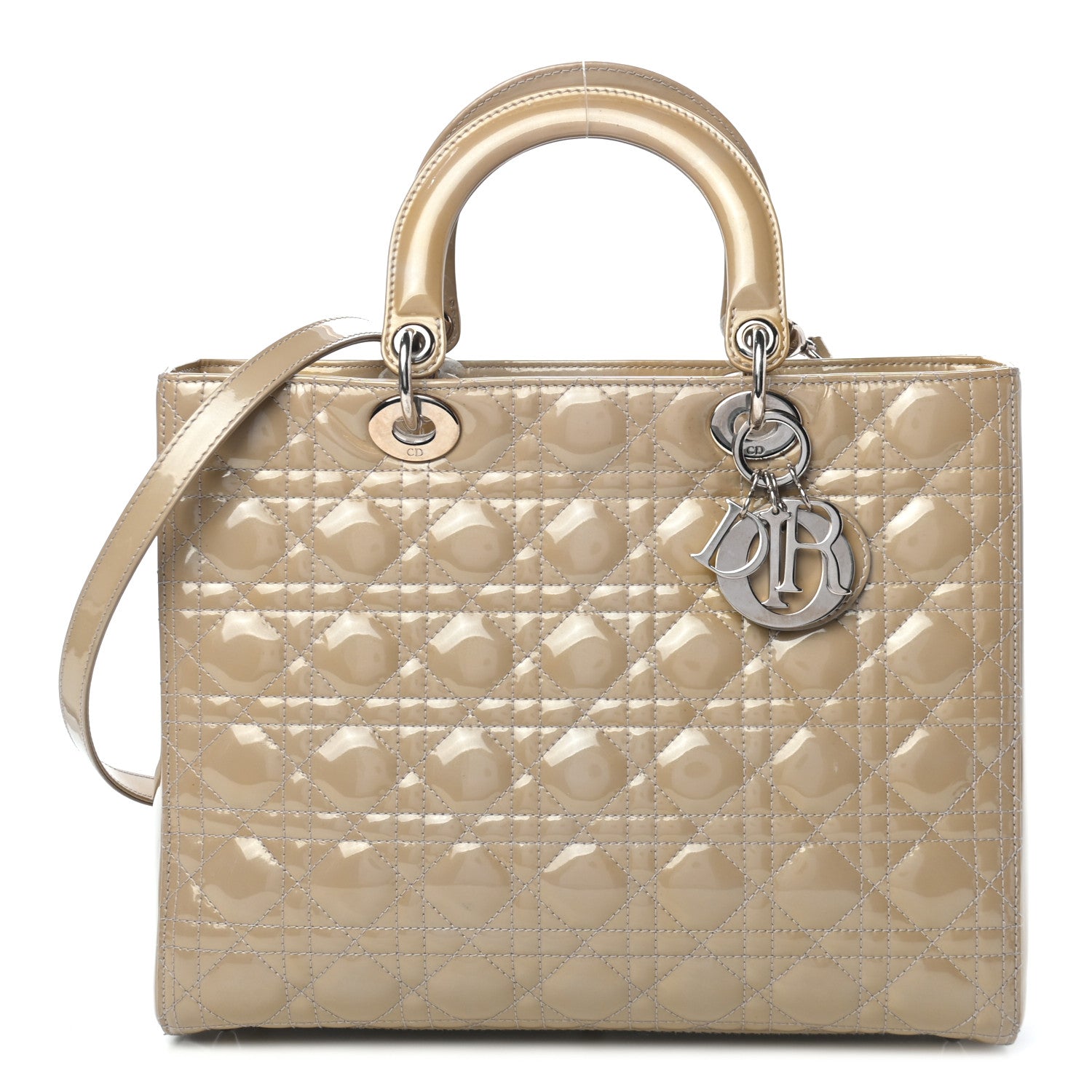 Christian Dior Patent Cannage Large Lady Dior Beige 1 of 9