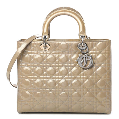 Christian Dior Patent Cannage Large Lady Dior Beige 1 of 9