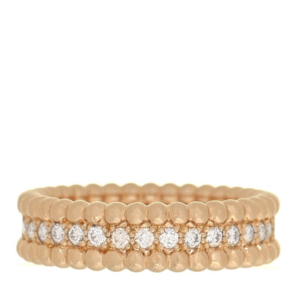 Van Cleef & Arpels 18K Yellow Gold Diamond Perlee 1 Row Ring 53 6.5 3 of 5