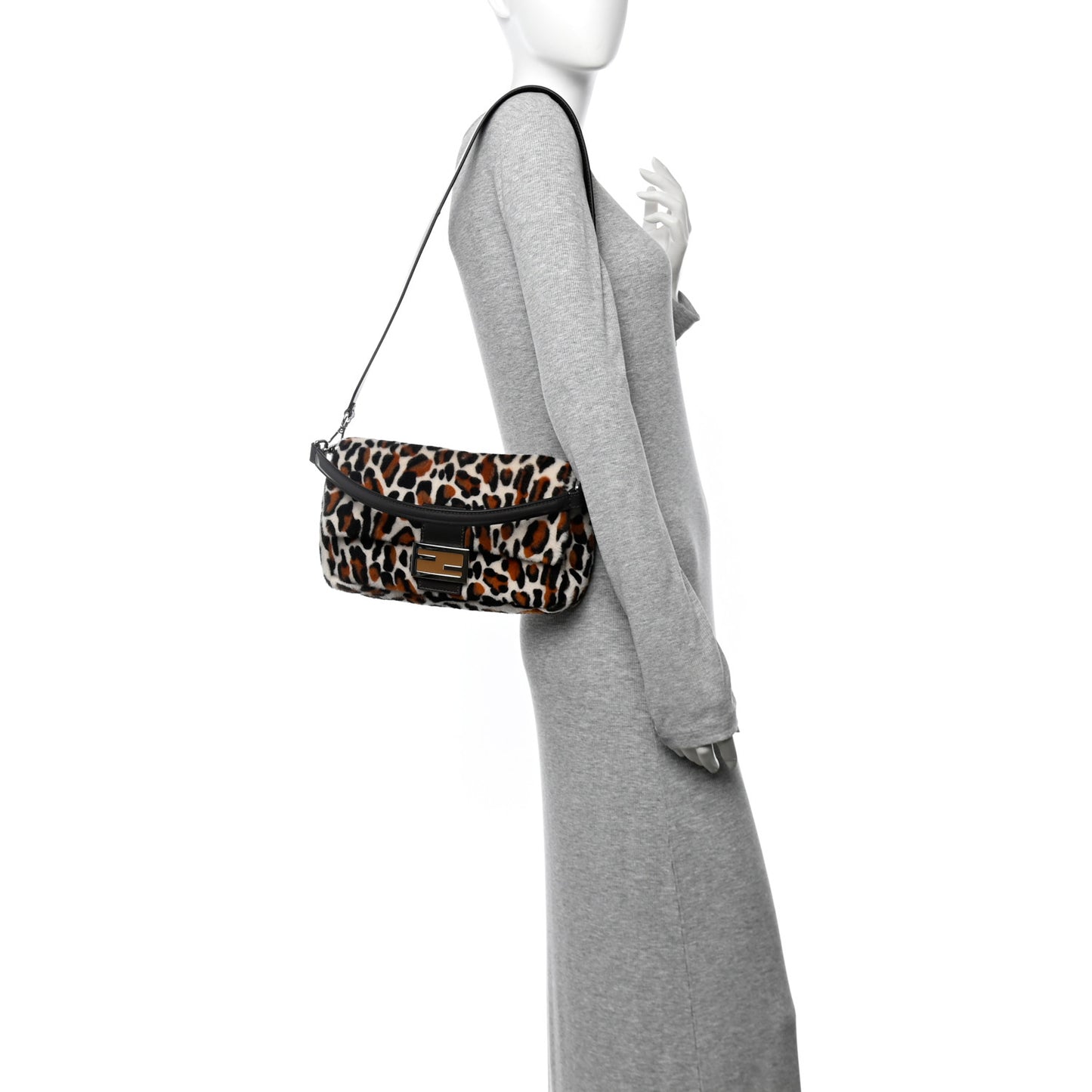Calf Hair Leopard Print Baguette Moro