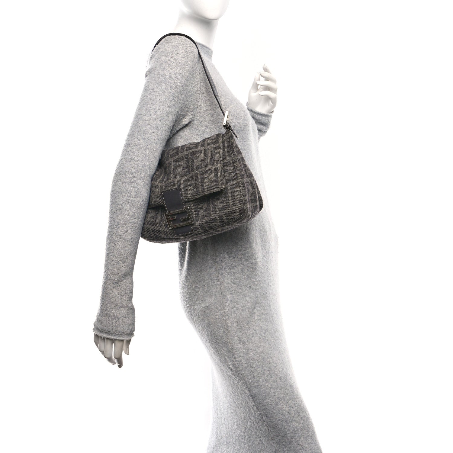 Fendi Wool Zucca Mama Baguette Grey 3 of 17