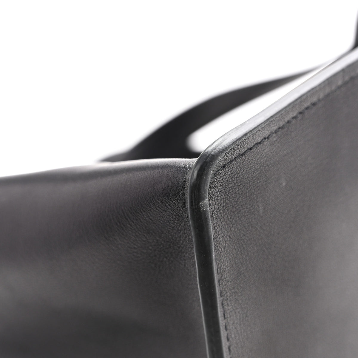 Polished Saddle Calfskin Idaho Top Handle Black