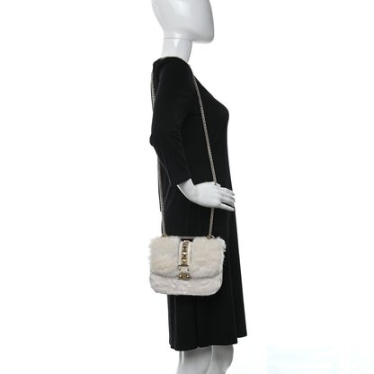 Valentino Garavani Mink Fur Lambskin Small Glam Lock Rockstud Flap White 2 of 12