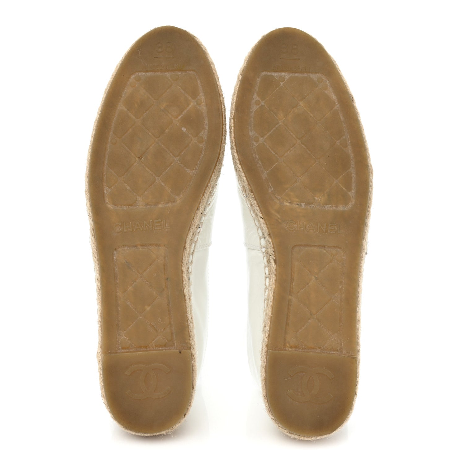 Chanel Patent Calfskin Crystal CC Espadrilles 38 White Black 5 of 13