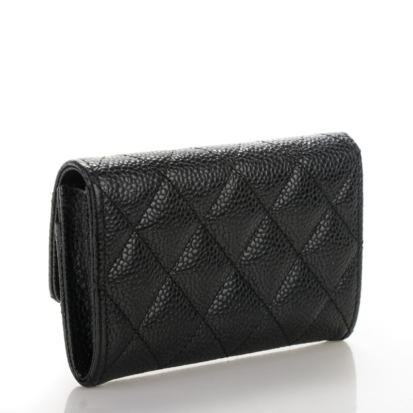 Caviar Quilted Flap Card Holder Black