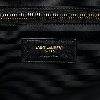 Saint Laurent Smooth Calfskin Matelasse Chevron Large Monogram Satchel Black 6 of 25