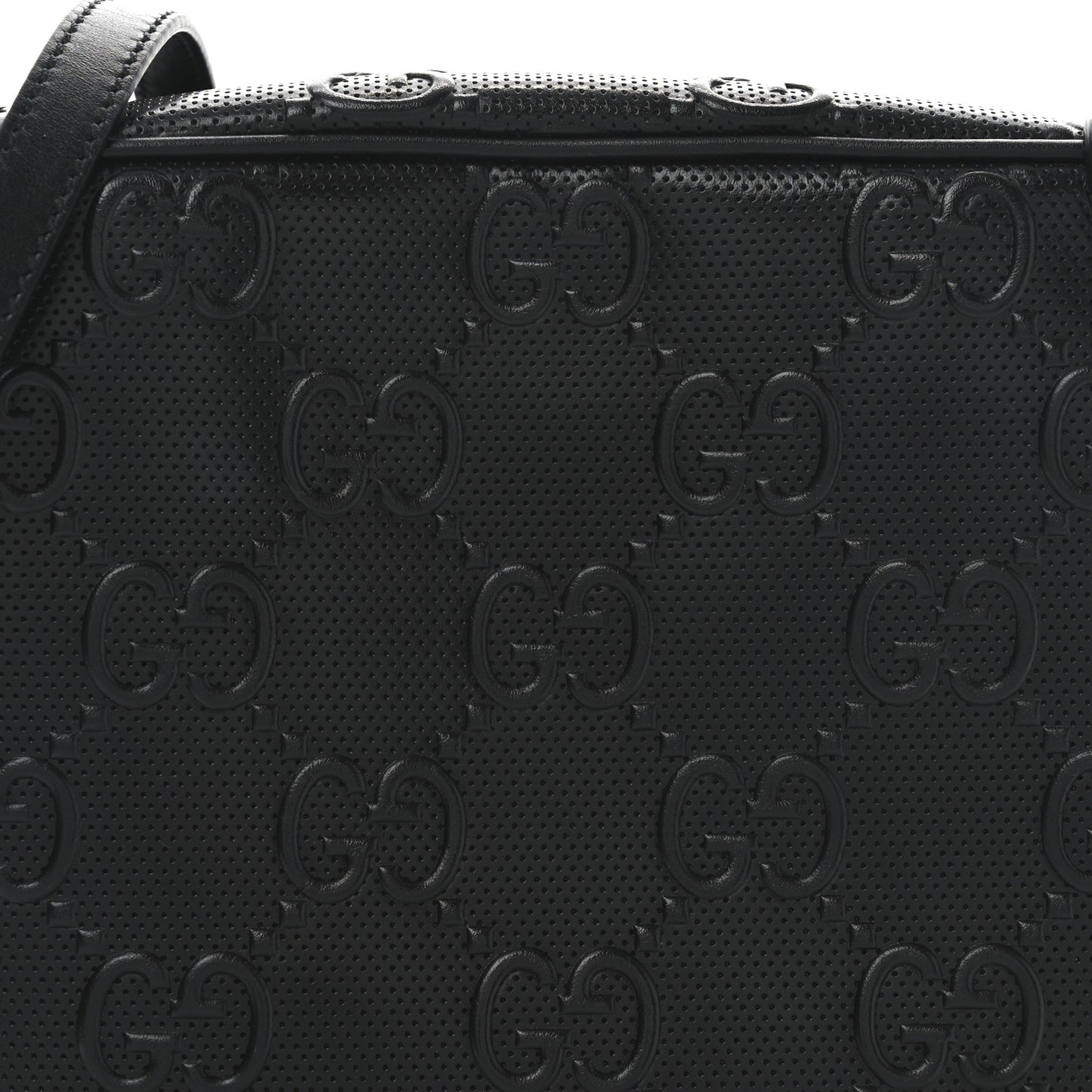 Calfskin GG Tennis Embossed Square Messenger Bag Black