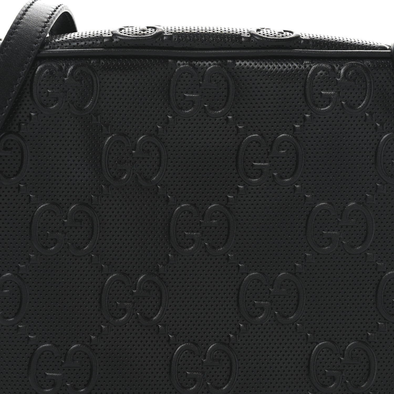 Gucci Calfskin GG Tennis Embossed Square Messenger Bag Black 8 of 10