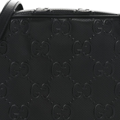 Gucci Calfskin GG Tennis Embossed Square Messenger Bag Black 8 of 10
