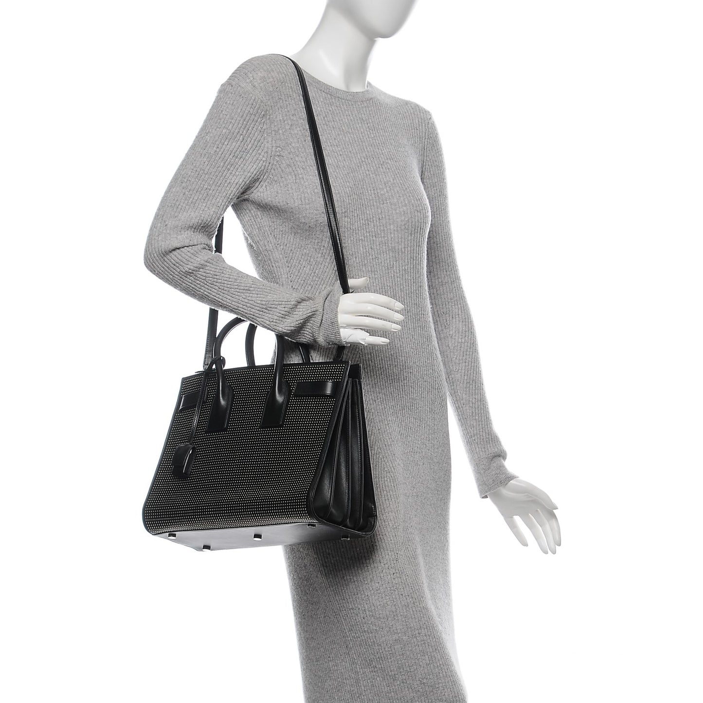 Calfskin Studded Small Sac De Jour Black