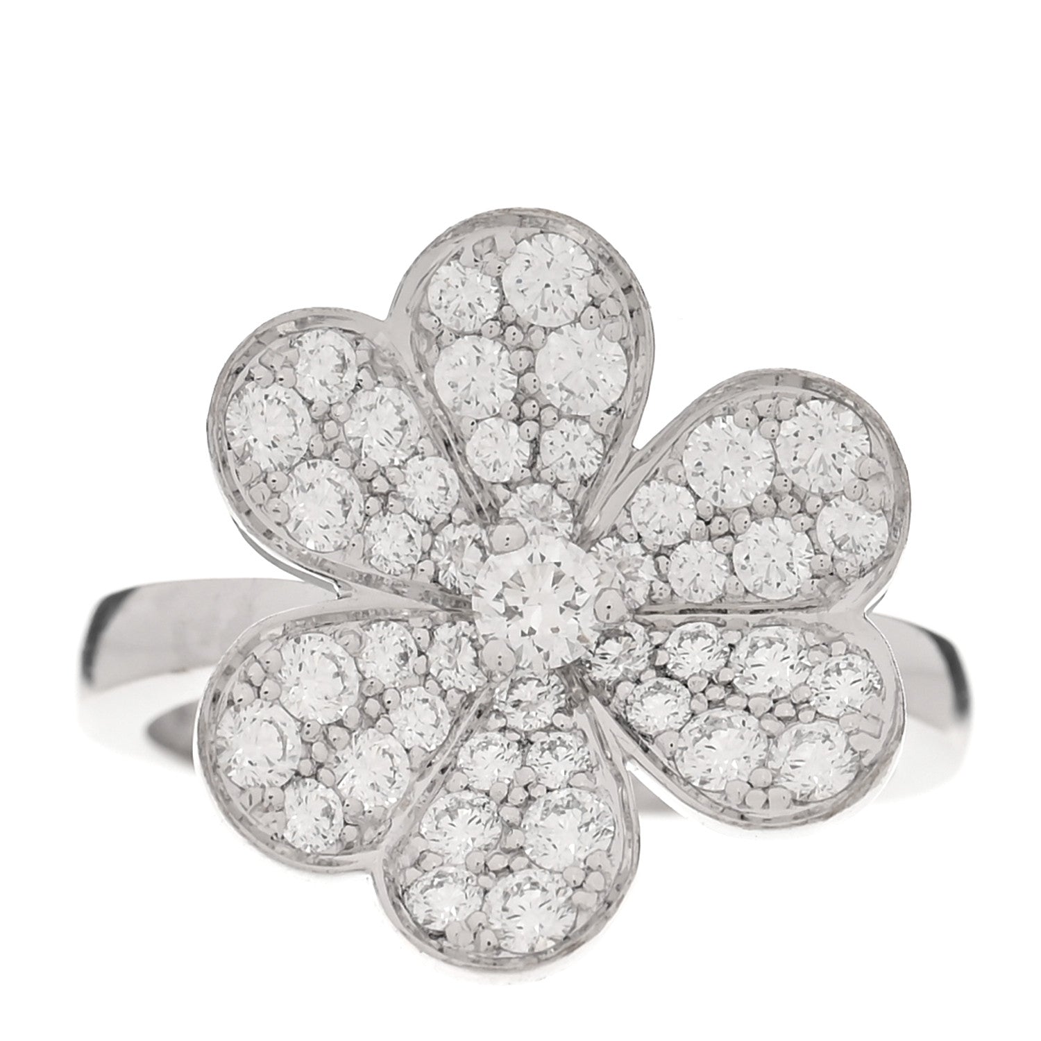 Van Cleef & Arpels 18K White Gold Diamond Small Frivole Ring 49 5 1 of 6