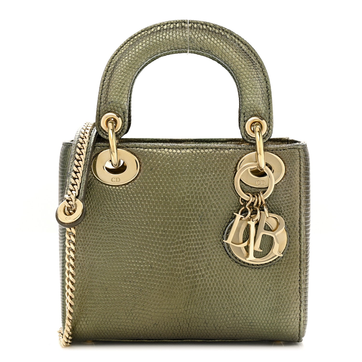 Christian Dior Metallic Lizard Mini Lady Dior Green 1 of 11