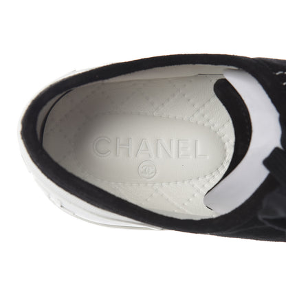 Chanel Suede Mens Lace Up Cap Toe Sneakers 46 Black 5 of 10