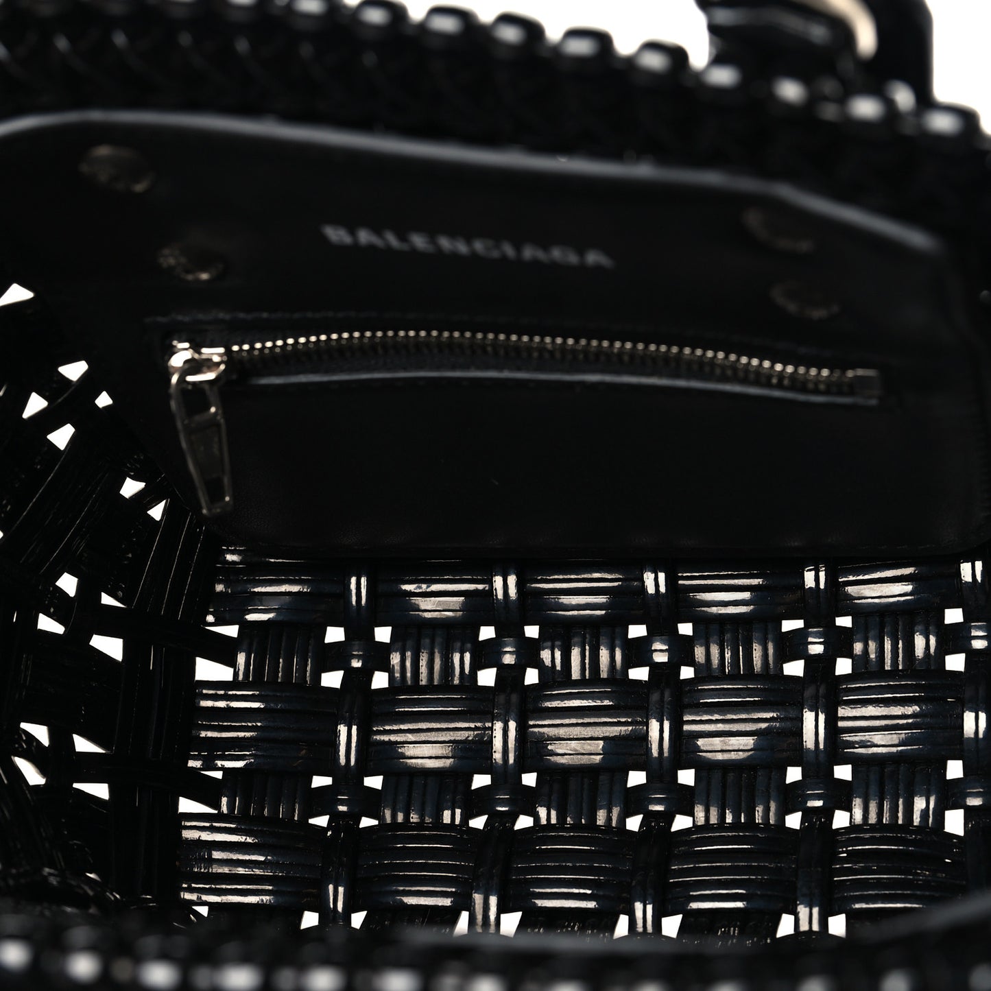 Faux Calfskin Braided Varnished XXS Bistro Basket Black