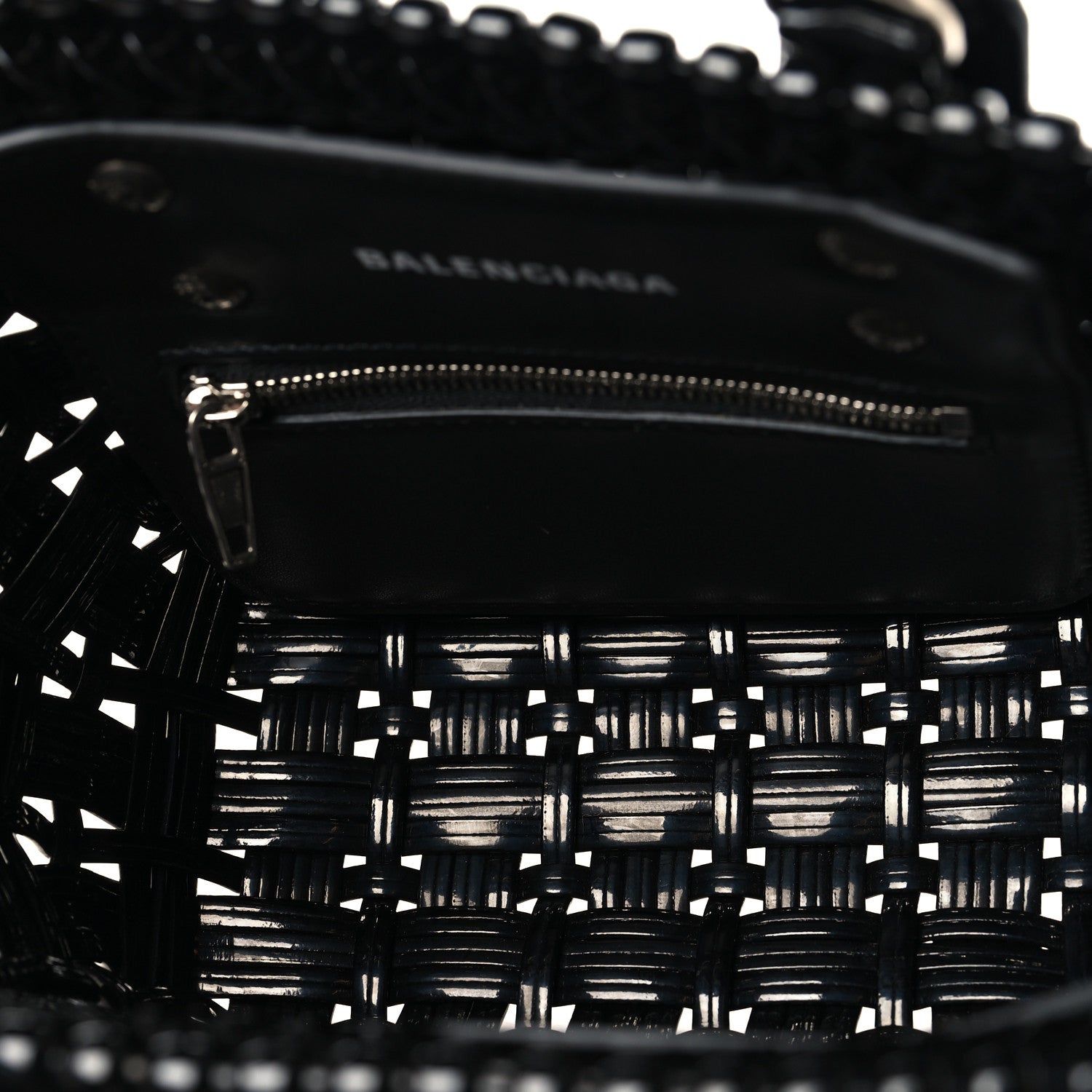 Balenciaga Faux Calfskin Braided Varnished XXS Bistro Basket Black 5 of 10