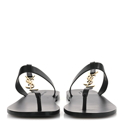 Saint Laurent Calfskin Mens Cassandra Monogram Sandals 45 Black 3 of 11