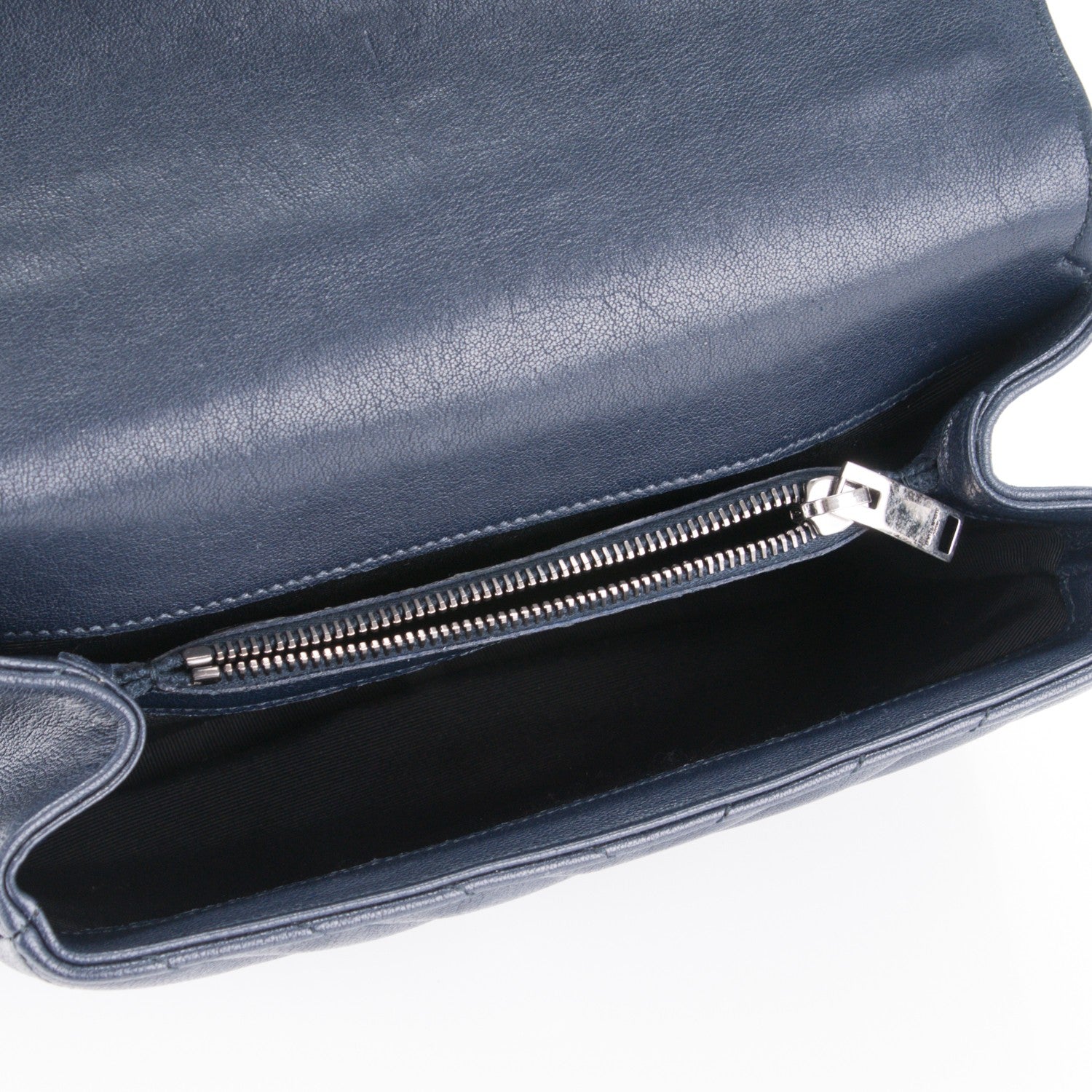 Saint Laurent Sheepskin Matelasse Chevron Monogram Medium College Bag Navy 5 of 7