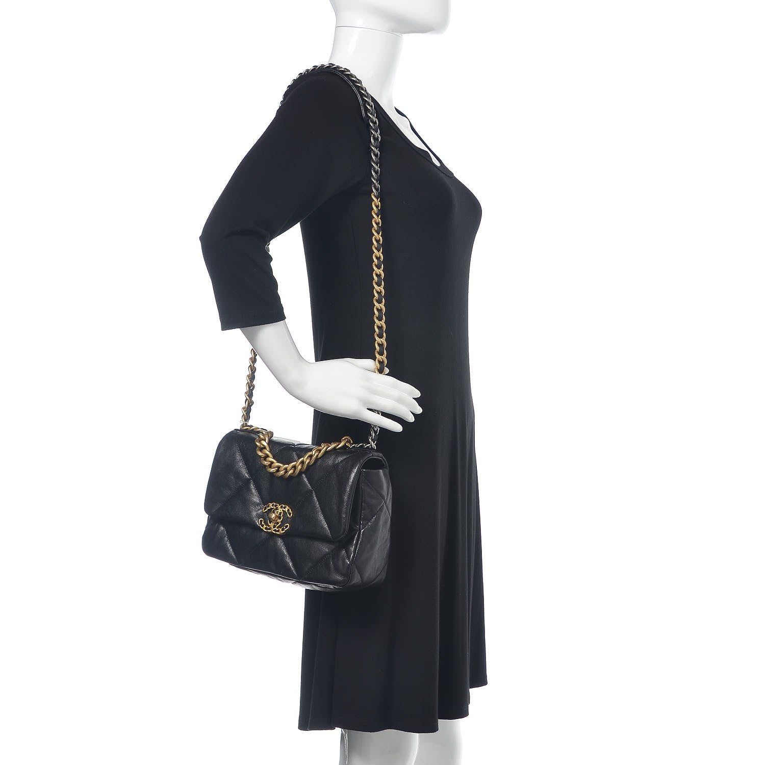 Chanel Lambskin Quilted Medium 19 Flap Black 2 of 11