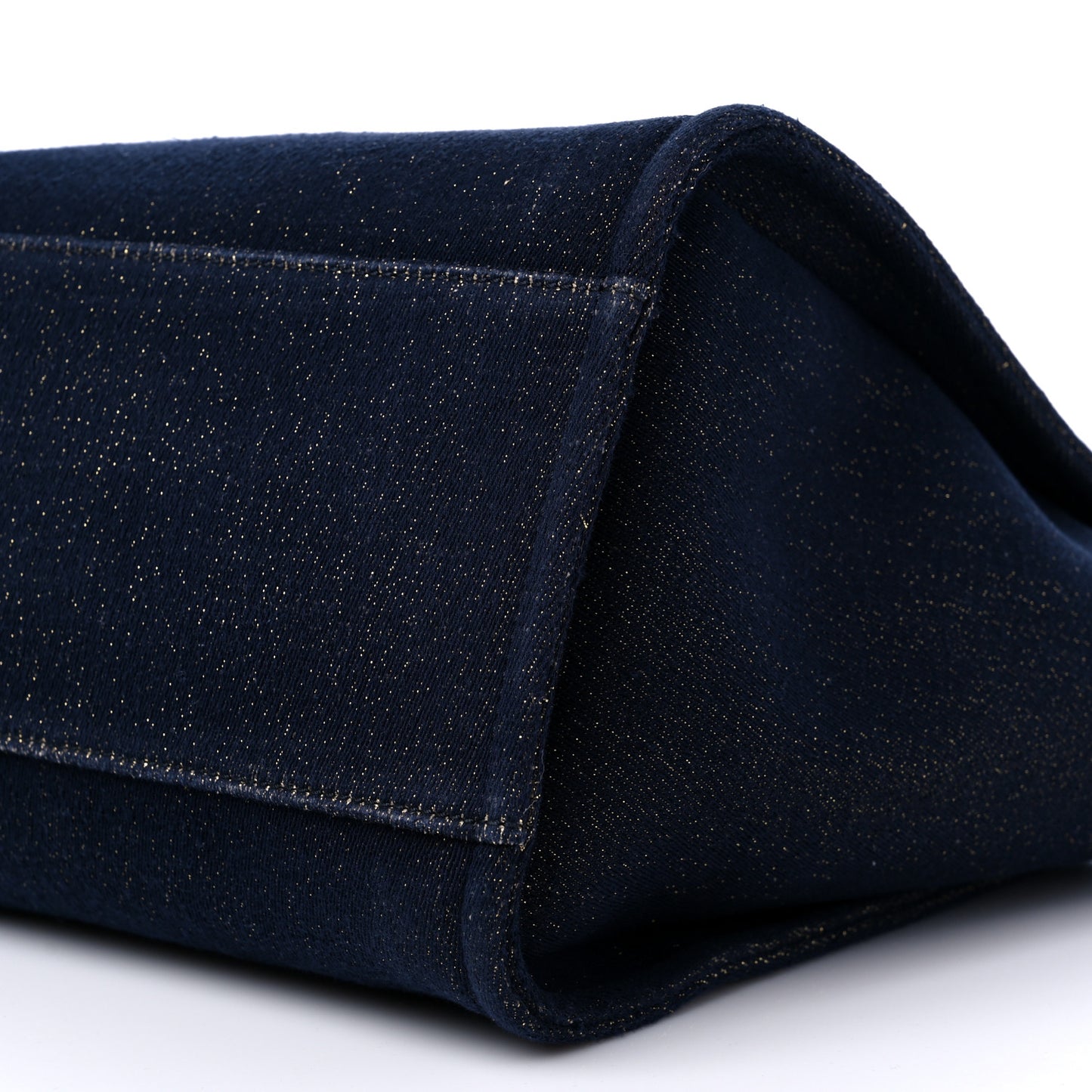 Lurex Canvas Medium Deauville Tote Navy Blue Gold
