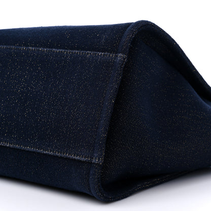Chanel Lurex Canvas Medium Deauville Tote Navy Blue Gold 9 of 13
