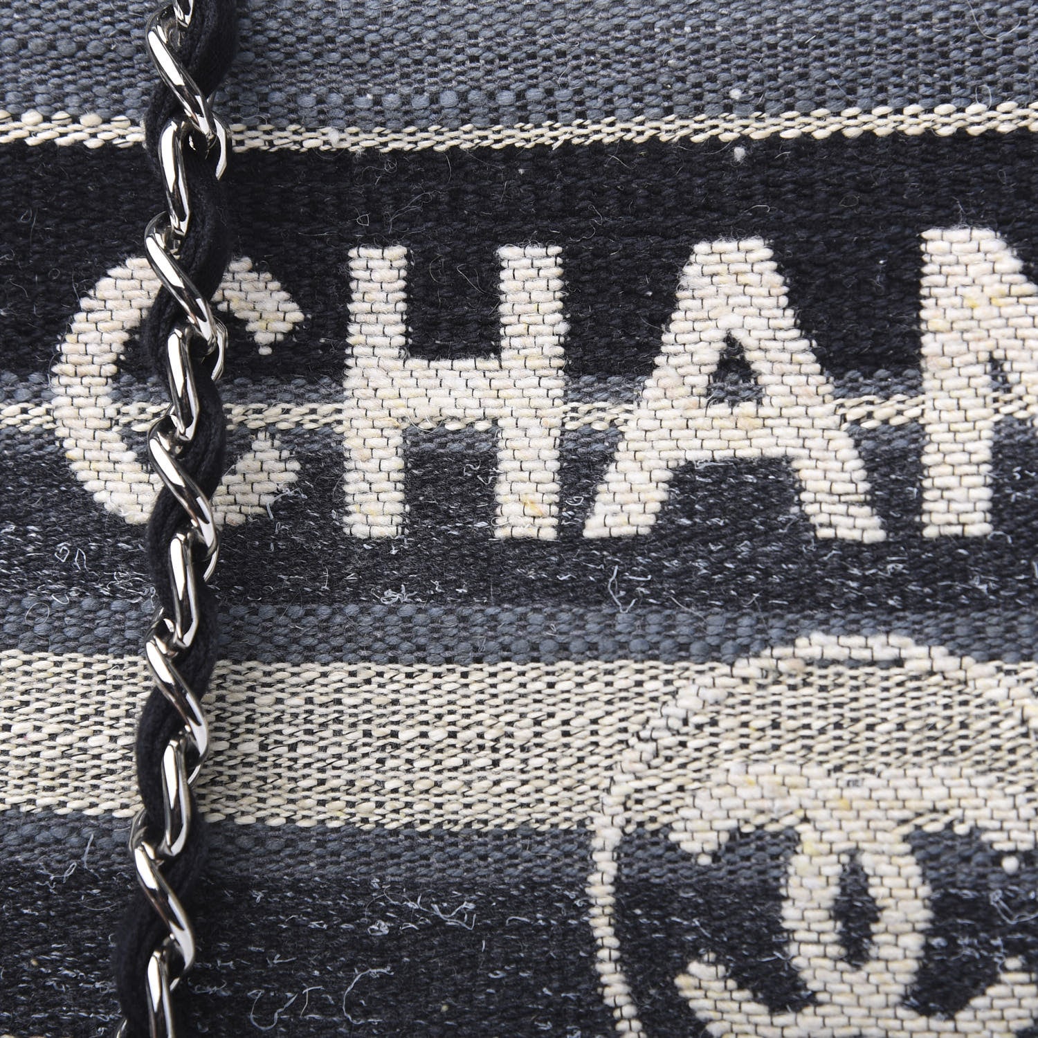 Chanel Striped Canvas Medium Deauville Tote Black 11 of 11