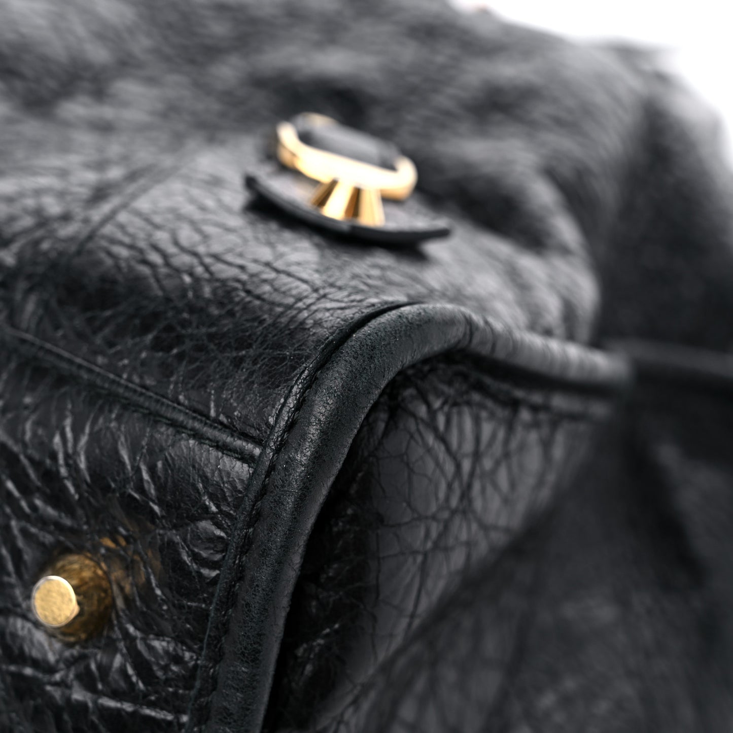 Agneau Classic Gold Hardware Work Black