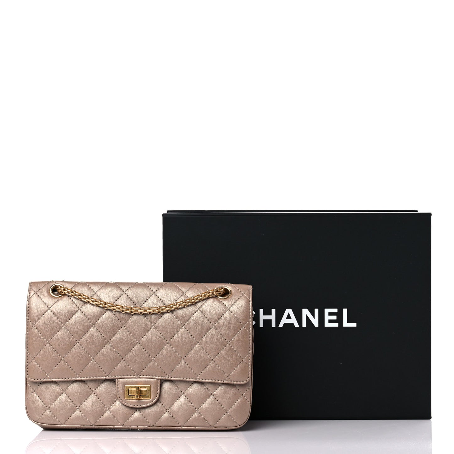 Metallic Calfskin Quilted 2.55 Reissue 226 Flap Dark Gold
