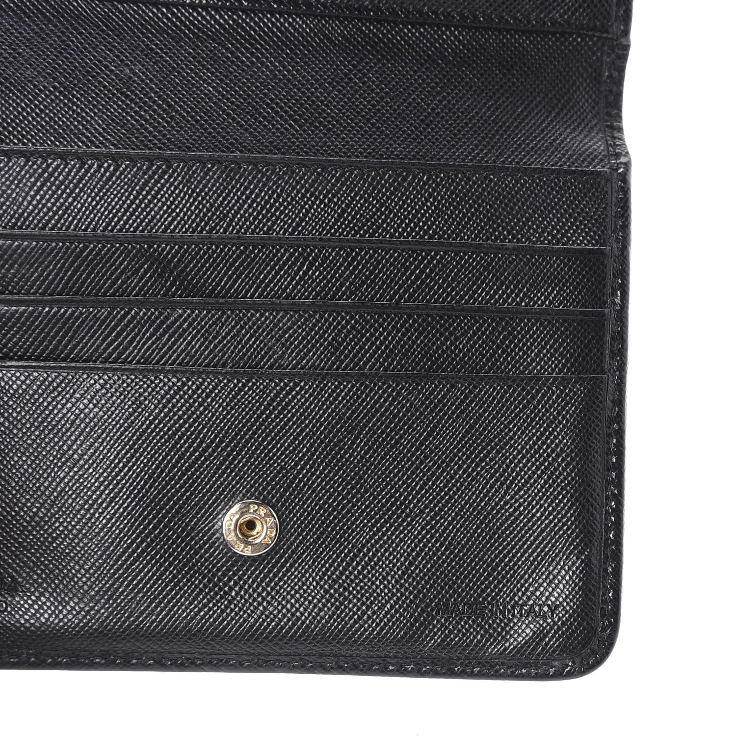 Prada Saffiano Compact Bi-Fold Wallet Black 7 of 10