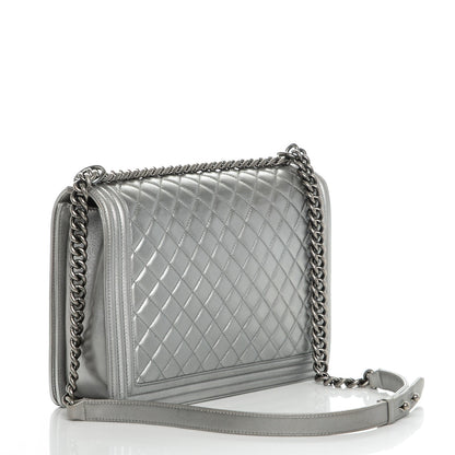 Chanel Metallic Calfskin Quilted Large Boy Flap Silver 3 of 7