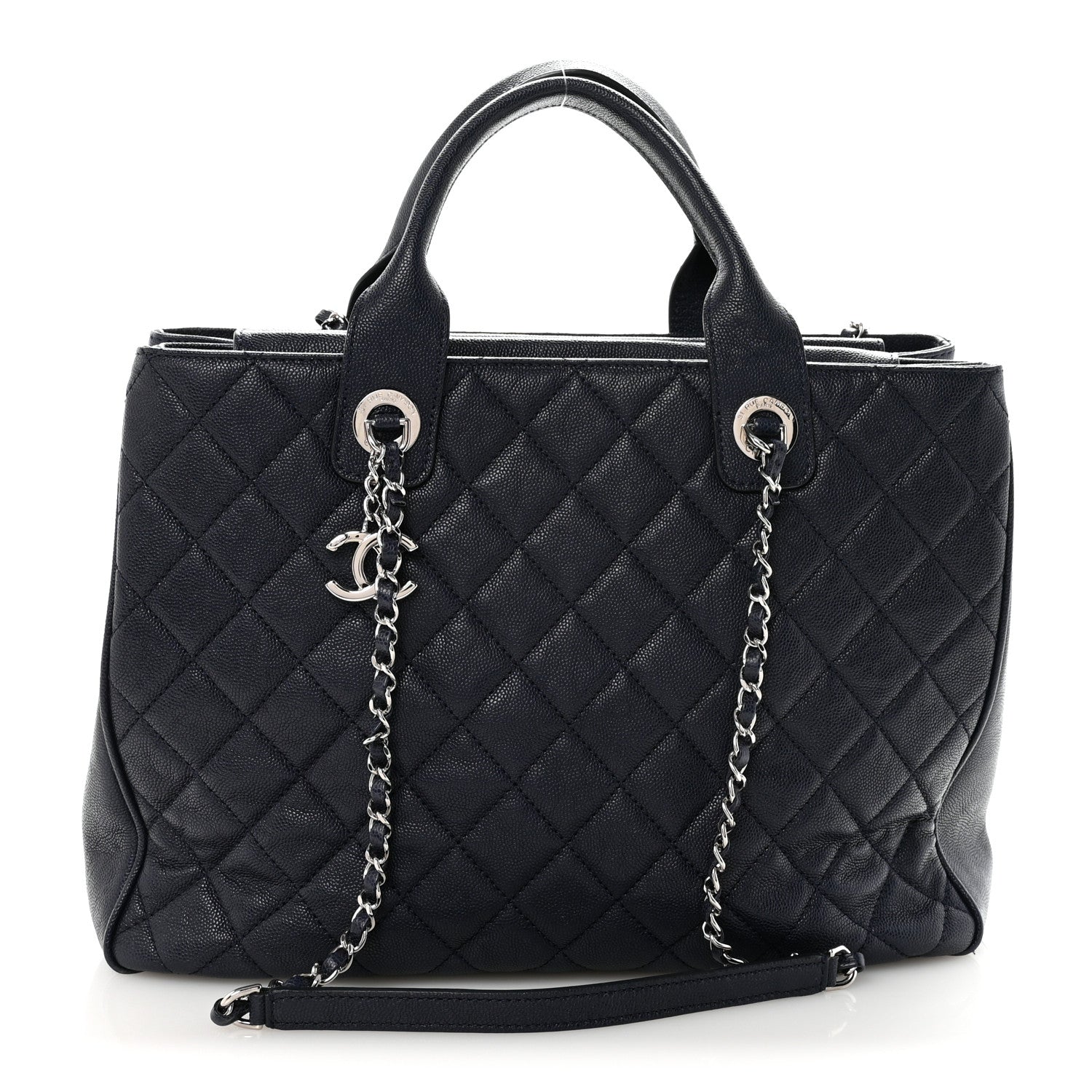 Chanel Caviar Quilted Large Urban Companion Top Handle Shopping Tote Navy 1 of 10