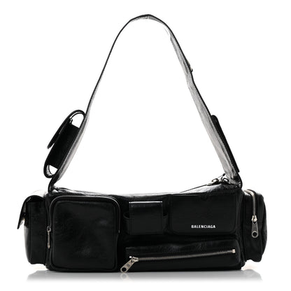 Balenciaga Agneau Arena Men's Superbusy Small Sling Zip Shoulder Bag Black 1 of 10