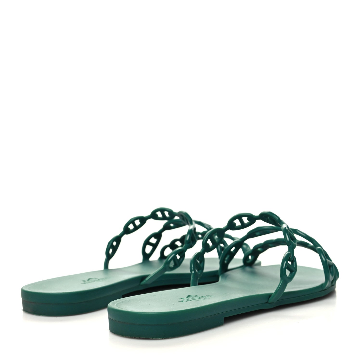 Hermes Rubber Chaine d'Ancre Rivage Sandals 38 Vert d'Ete 4 of 8