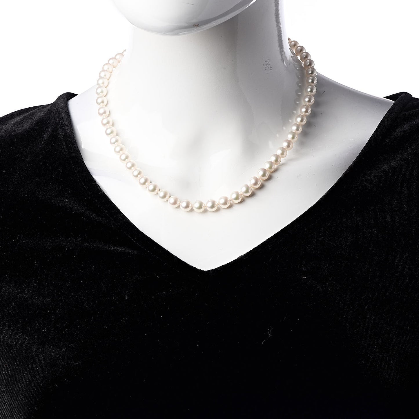Sterling Silver Akoya Pearl 7-7.5mm Strand Necklace 17.5"